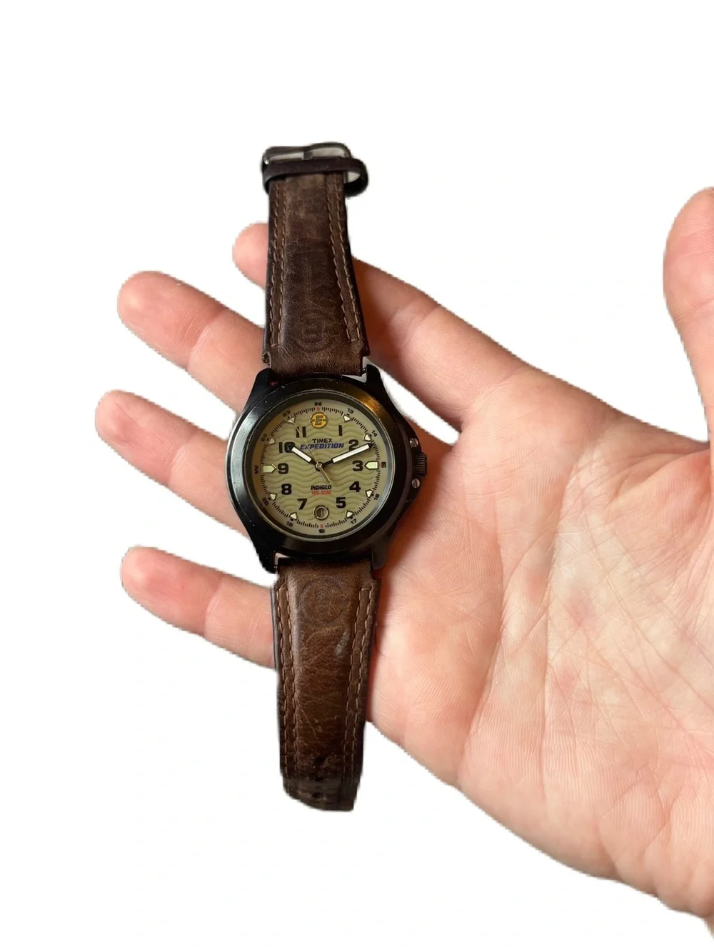 Vintage 1980's Timex Expedition Indiglo WE 50 Meter Mid-Size 32MM Mens Watch